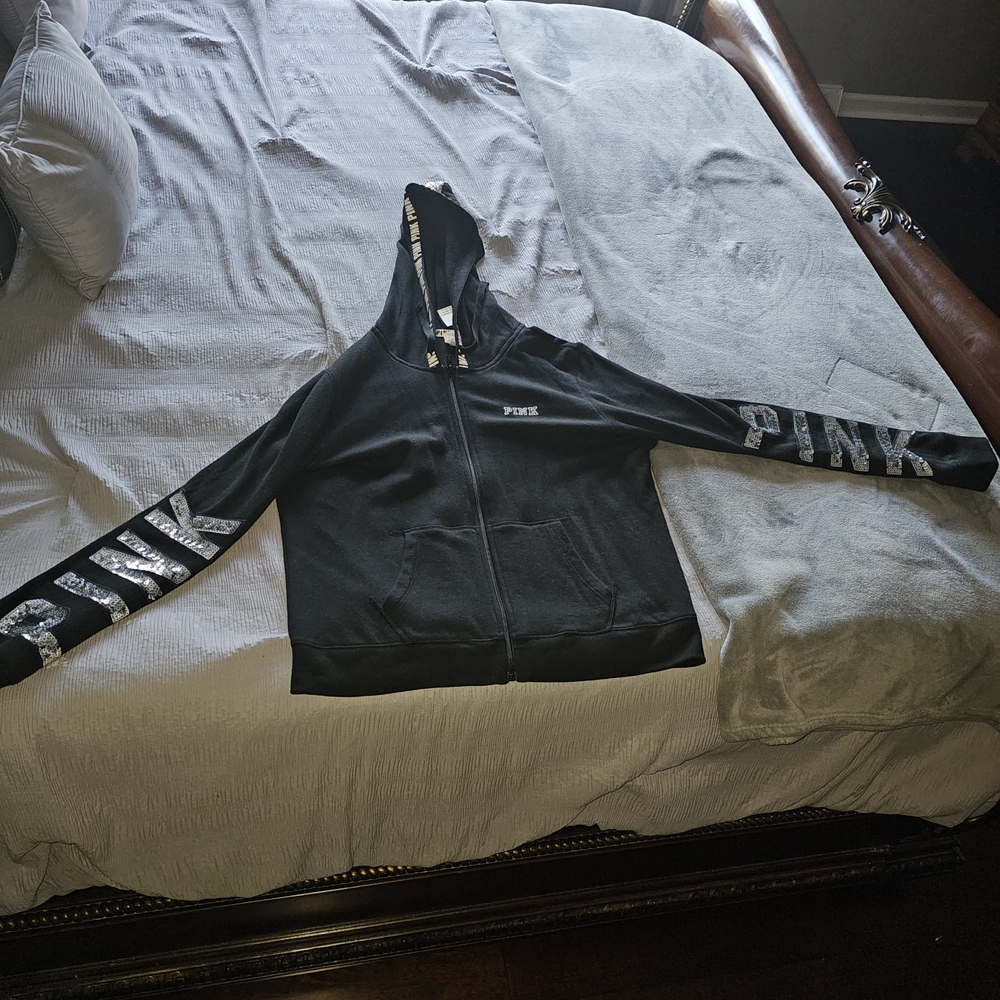 PINK Victoria's Secret Black Zip-Up Hoodie